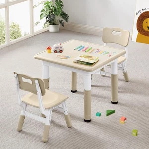 Kids Table and 2 Chairs Set, Height Adjustable Toddler Table and Chair Set fo... - Picture 1 of 6