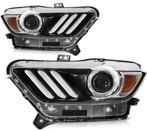For 2015-2017 Ford Mustang Clear Lens Projector Headlights Assembly Set Pair - Picture 1 of 10