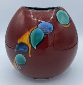 Poole Pottery Gemstone Purse Red Volcano Vase 19.5cm - Picture 1 of 4