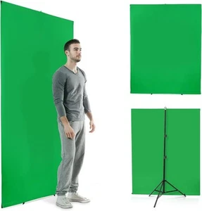 Green Screen with Stand, 2x1.5M Greenscreen Background - Picture 1 of 6