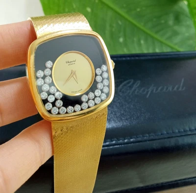RELOJ MANUAL CHOPARD HAPPY DIAMONDS ORO AMARILLO 18K ESFERA ÓNIX 32MM 2106 -WM1901 Foto 1 de 4