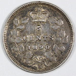 1890-H 5 Cent Canada Low Mintage Extra Fine Plus KM 2 Free Shipping - Picture 1 of 3