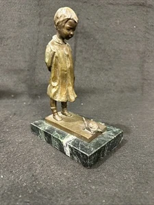 Martha Jackson Cornwall Gorham Bronze Sculpture Of Girl With Turtle 1909 - Picture 1 of 8