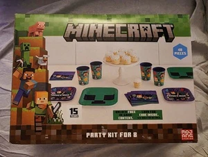 NEW Minecraft Party Kit For 8 Plates Napkins Cups 40 Pieces Birthday - Picture 1 of 3