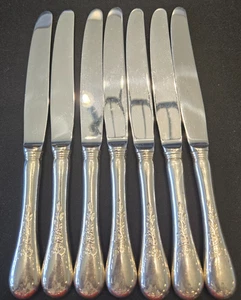 Set 7 x Mittagessen 8 5/8" Messer Birks Regency Teller Queen Mary versilbert hohl - Bild 1 von 5