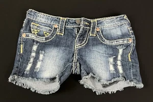 AX Armani Exchange Denim Jean Shorts Distressed Frayed Hem Size 26 - Picture 1 of 4