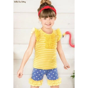 Matilda Jane Adventure Begins Blue x White Dots Day Camp Ruffle Bike Shorties 10 - Picture 1 of 5