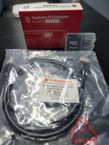 Raspberry Pi 4 Model B 8GB RAM w/ 64gb Micro SD & Hdmi To Micro Hdmi Cable NEW - Afbeelding 1 van 2