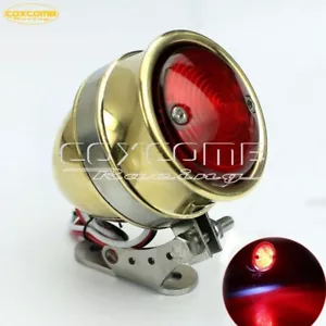 Motorcycle Brass Tail Light Brake Stop Lamp for Harley Chopper Bobber Cafe Racer - Picture 1 of 10