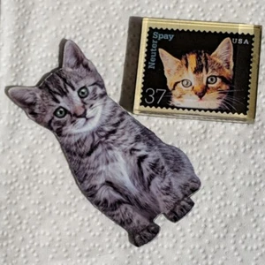 2 Fridge Magnet Neuter Spay Kitten Cat Stamp USA Refrigerator - Picture 1 of 5
