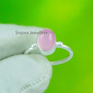Pink Chalcedony Gemstone 925 sterling silver handmade Gift Ring US size 5 to 10 - Picture 1 of 4