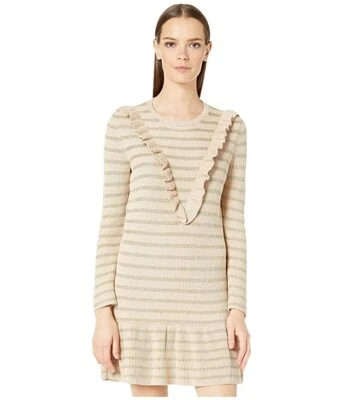 Vestido rojo Valentino 247712 para mujer a rayas cardado mezcla lana hilo desnudo/oro talla M Foto 1 de 3