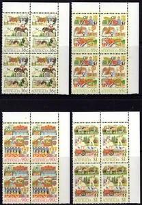 1987 Australia Espectáculos Agrícolas Top R/H Esquina Bloques de 4 Como Nuevo Nunca Bisagras - Imagen 1 de 1
