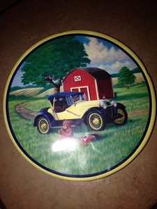 Fresh Beginnings Metal Tin Container Bear Eating Cookies 30's Packard Vintage - Picture 1 of 7
