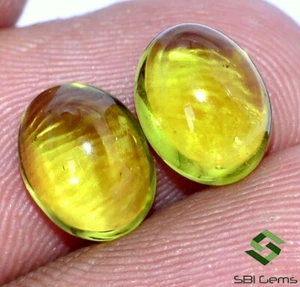 Certified Natural Peridot Oval Cabochon Pair 9x7 mm 5.09 Cts Untreated Gemstones - Picture 1 of 8