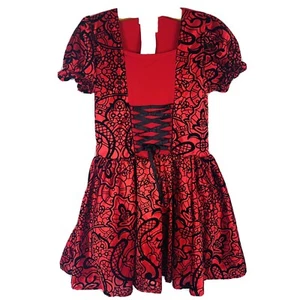 California Disfraces Niñas Halloween Disfraz Vestido Rojo Negro Con Cordones Delanteros Grande - Imagen 1 de 6