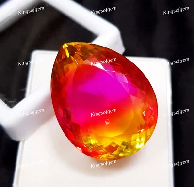 72 Ct Doublet Glass Stone Multi Color Tourmaline Pear Cut Stone Loose Gemstone - Image 1 of 4