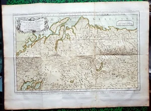 XVIII ème - La Sibérie - Belle & Rare Carte Aquarellée par Bellin  52x38 cm 1754 - Picture 1 of 5