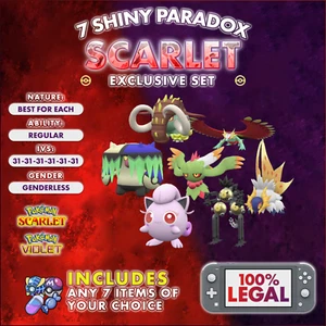 Pokemon Scarlet and Violet ~ Shiny 6IV Paradox Pokemon ~ All Scarlet Exclusives - Picture 1 of 8