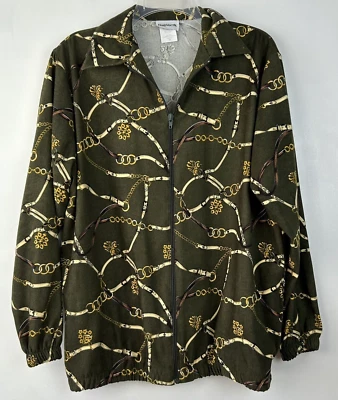 Chaqueta De Colección Mujer XS Gran Tamaño Cinturones Cadenas Caballos Cremallera Completa Ecuestre Verde Leer Foto 1 de 4