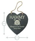 Grand mémorial personnalisé gravé cœur ardoise suspendu HAMSTER 2, 24,5 x 24,5 cm