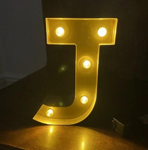Threshold Light Up Letter J Wall Decor Marquee Metal Gold Toned 8” Tall - Picture 1 of 9