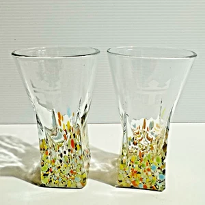 2 X Royal Caribbean Cruise Line Crown & Anchor Confetti Art Cordial Shot Glasses - Picture 1 of 10