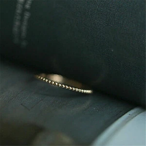 Exquisito Anillo Minimalista Oro 14K Redondo Delgado Delgado Apilable Boda Joyería - Imagen 1 de 13