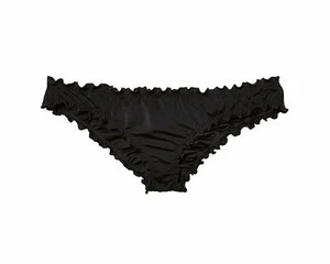 Shade & Shore Bikini Bottom Women's Wave Ruffle Ruched Cheeky Black - Picture 1 of 4