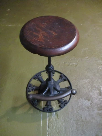 Antique Cast Iron And Wood Stool  28" Tall Drafting/Medical/Bar, etc Cover