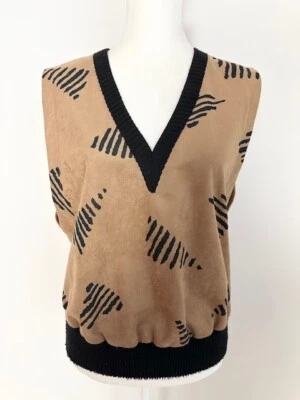 Женский жилет Leslie Fay размер 10 коричневый черный замшевый с V-образным вырезом без рукавов - Изображение 1 из 4