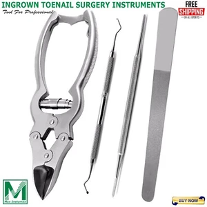 INGROWN TOENAIL CLIPPERS CUTTER NAIL FILE LIFTER STAINLESS STEEL PODIATRY TOOLS - Picture 1 of 5