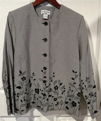 Chaqueta de Traje Sin Cuello ALFRED DUNNER Bordada Floral Espiga 14P 112 Foto 1 de 4