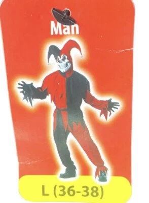 Disfraz de Bufón Malvado Para Hombre Grande 36-38 Capucha + Máscara + Conjunto NUEVO Juegos con disfraces de Halloween Foto 1 de 4