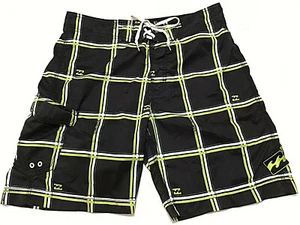 Billabong Mens Sz 32 Boardshorts Surf Swim Trunks Black White Green and wax comb - Picture 1 of 5