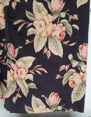 Ralph Lauren CHARLESTON Black Floral TWIN Flat Sheet-Fabric-64x92 - Image 1 of 4