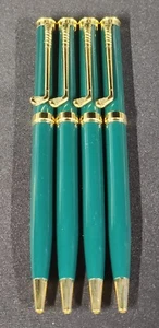 4er Set - Grün Metall Twist Kugelschreiber mit blauer Tinte & Golfschläger Clip - Bild 1 von 5
