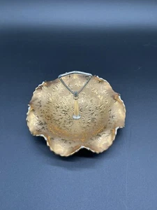 22 Kt Gold Handverziert Wein Süßigkeiten Schale mit Griff Hergestellt in den USA von Elynor China - Bild 1 von 4