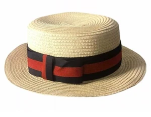 Straw Boater Hat Explorer Barber School Girl Boy 1920s Fancy Dress Accessory - Picture 1 of 1
