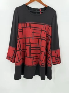 Top tunica IC by Connie K Artsy stampa geometrica Lagenlook Boho leggi donna GRANDE - Foto 1 di 11