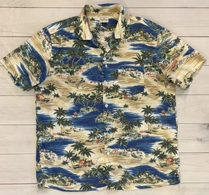 J. Crew Hawaiian Shirt Men's Lrg Cotton Shirting Button Beach Palm Camp Collar - Picture 1 of 9