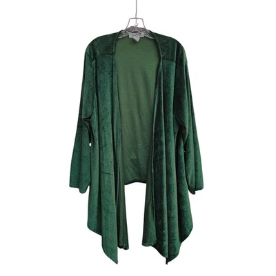 Saybury Emerald Green Velvet Open Waterfall Cardigan 2X Christmas Holiday Fairy - Image 1 of 4