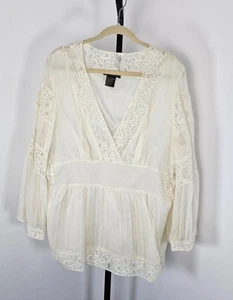 Ashley Stewart Sheer Lace Ivory Tunic Top-SZ 18W - Picture 1 of 12