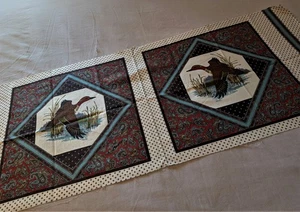 ROTER KOPF WILDE ENTE KISSEN PANEL STOFF + passende Paisley Yardage Rohrkolben - Bild 1 von 4