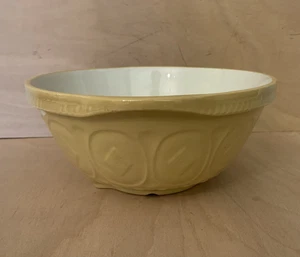 T G Green’s Grip Stand Mixing Bowl Pressed Yellow Ware - Size D 12" - Vintage - Foto 1 di 8