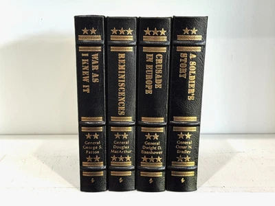 Easton Press MEMOIRS OF WORLD WAR II GENERALS 4 vols Eisenhower MacArthur Patton - Image 1 of 4