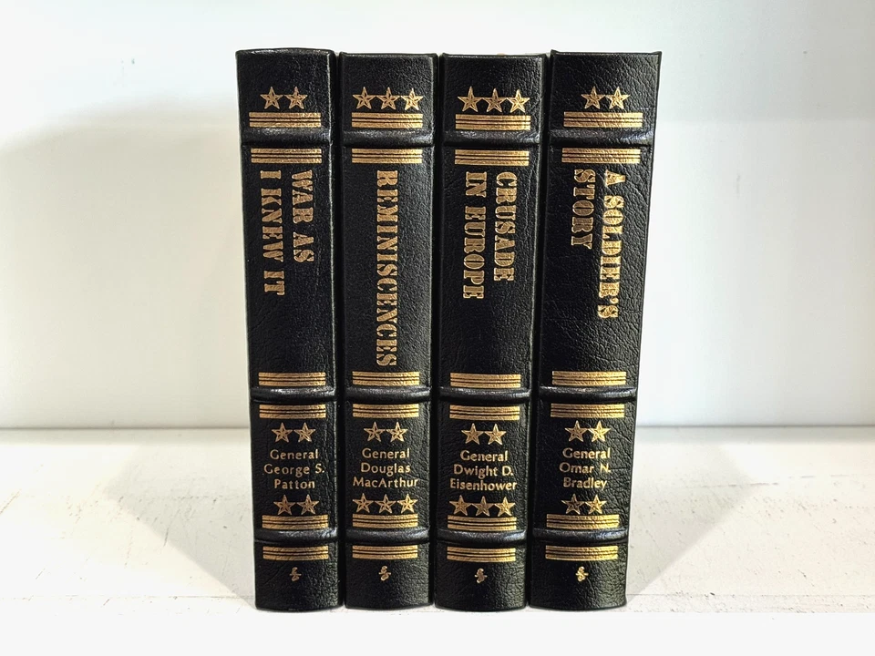 Easton Press MEMOIRS OF WORLD WAR II GENERALS 4 vols Eisenhower MacArthur Patton - Image 1 of 4