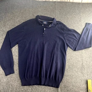 Charles Tyrwhitt Polo Sweater Mens XL Merino Wool Golf Preppy Casual Navy Blue - Picture 1 of 7