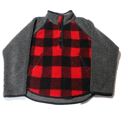 Chaqueta polar Woolrich Sherpa grande roja cuarto cremallera a cuadros polar talla L vacaciones Foto 1 de 4