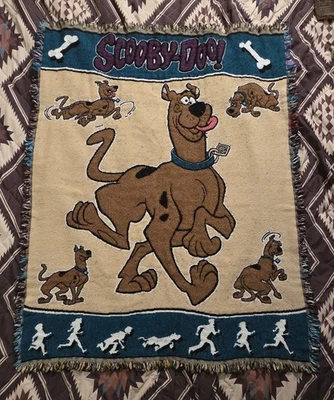 Manta de Colección Años 90 Cartoon Network Scooby Doo & Mystery Pandilla Tiro Borlas 51x41 Foto 1 de 4